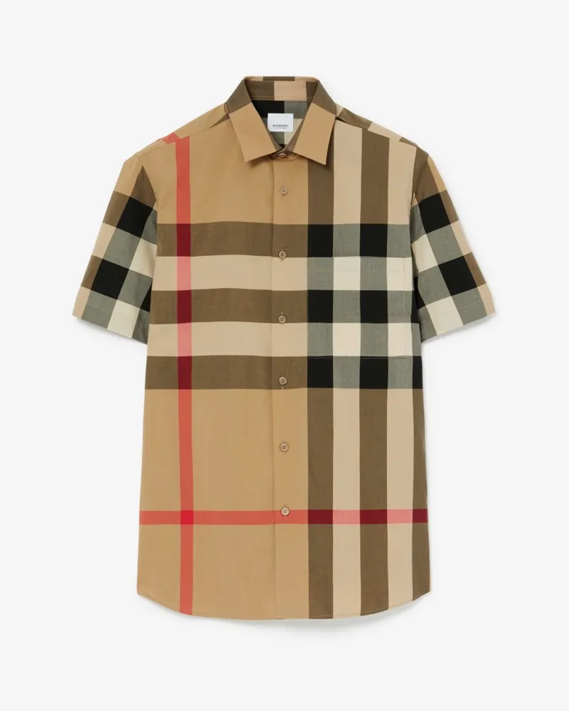 Burberry Baumwollhemd in Check Vintage-beige
