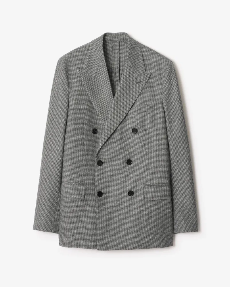 Burberry Wolljackett mit kleinem Hahnentrittmuster Titanium-grau