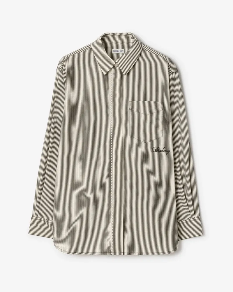 Burberry Gestreiftes Baumwollhemd Schwarz-weiß