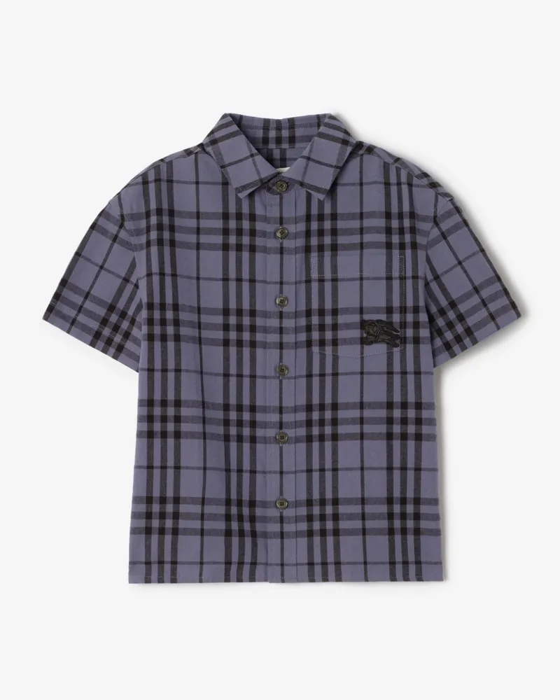 Burberry Hemd aus Chambray-Baumwolle in Check , Size Damson