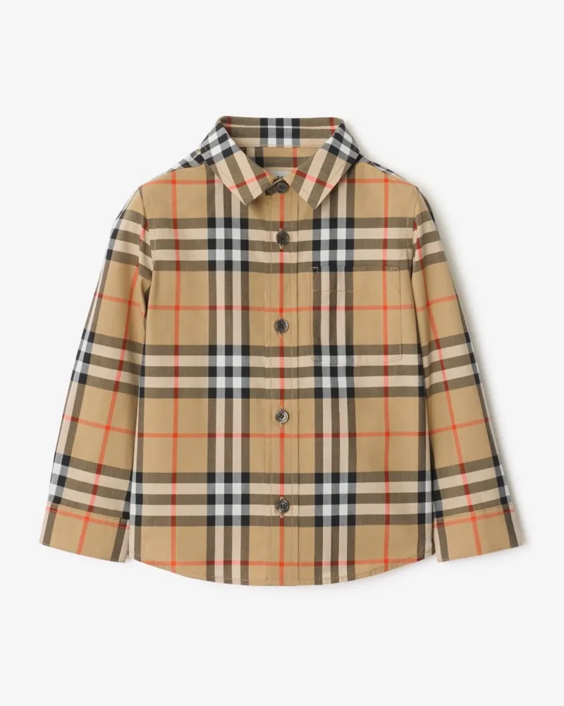 Burberry Baumwollhemd in Check , Size Sand-beige