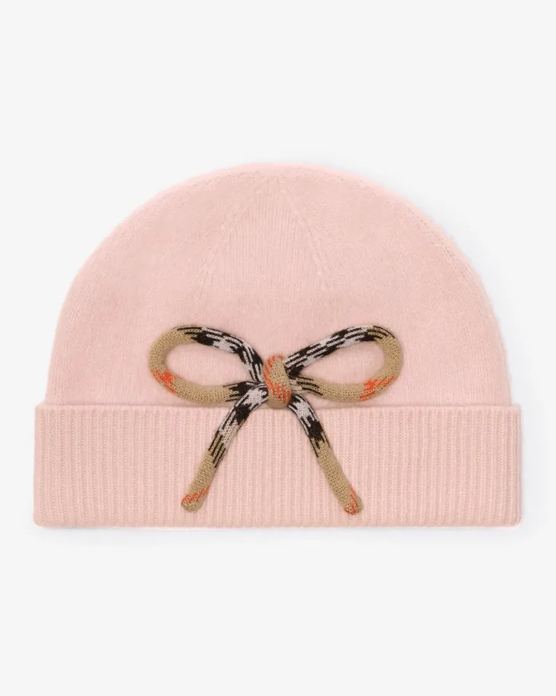 Burberry Woll-Kaschmir-Beanie mit Check-Schleife , Size Bouquet-rosa