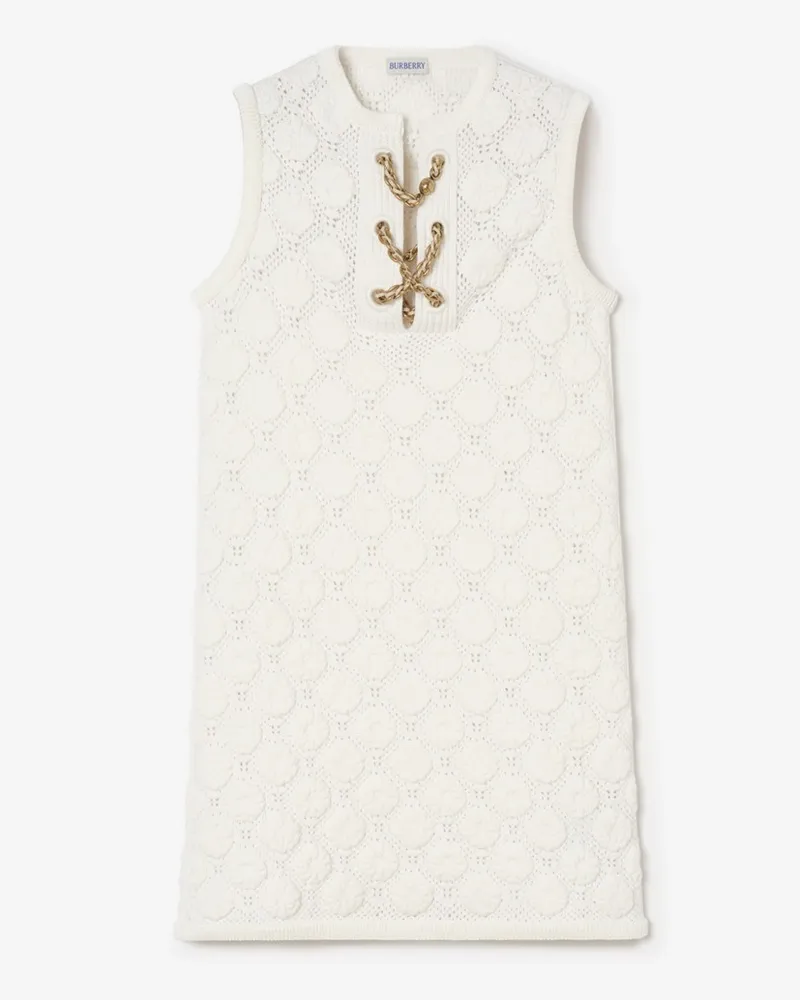 Burberry Baumwollmisch-Häkelkleid , Size Weiß