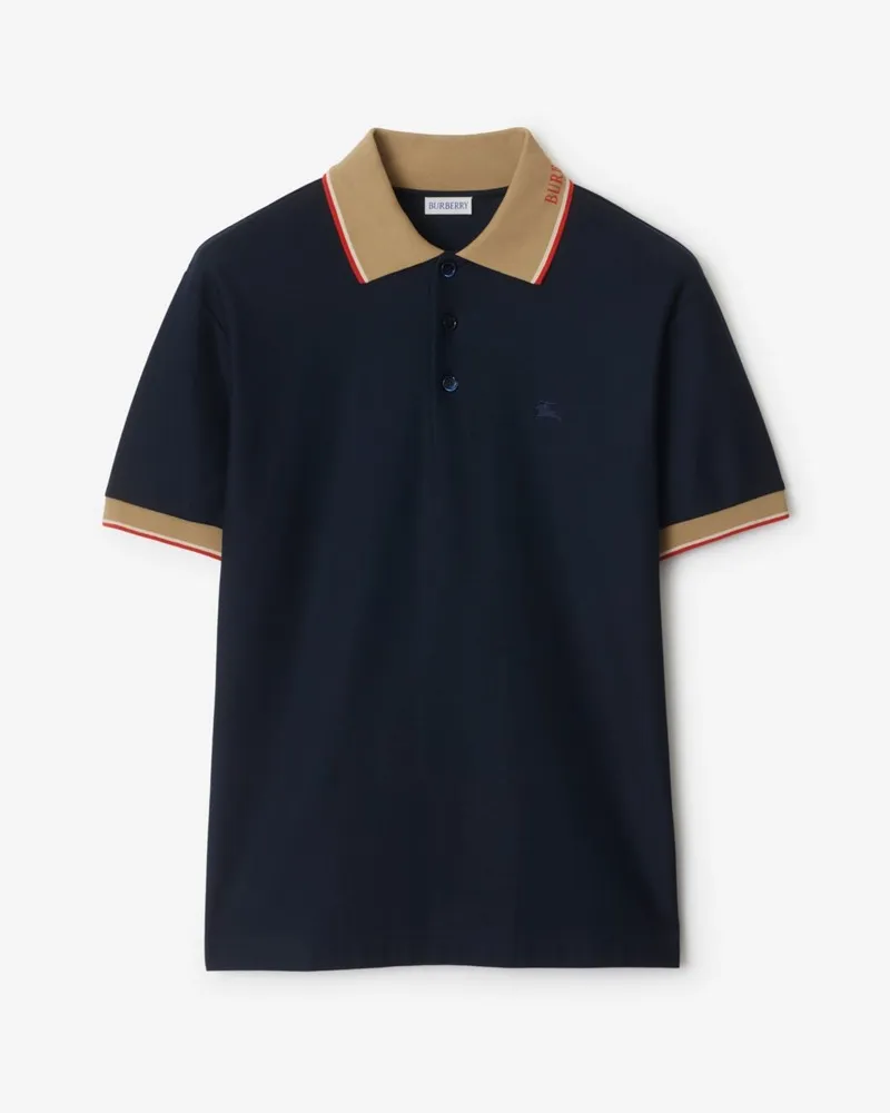 Burberry Baumwoll-Poloshirt mit Logo-Kragen Marineblau