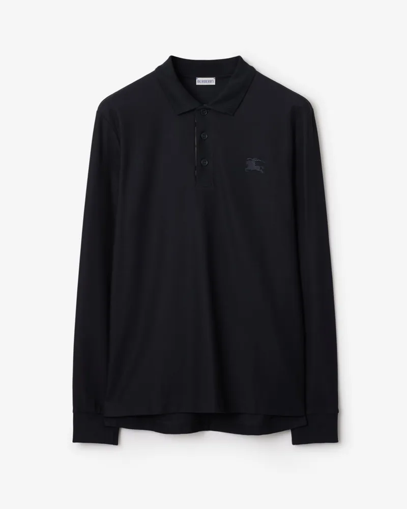 Burberry Langärmeliges Baumwoll-Poloshirt Coal