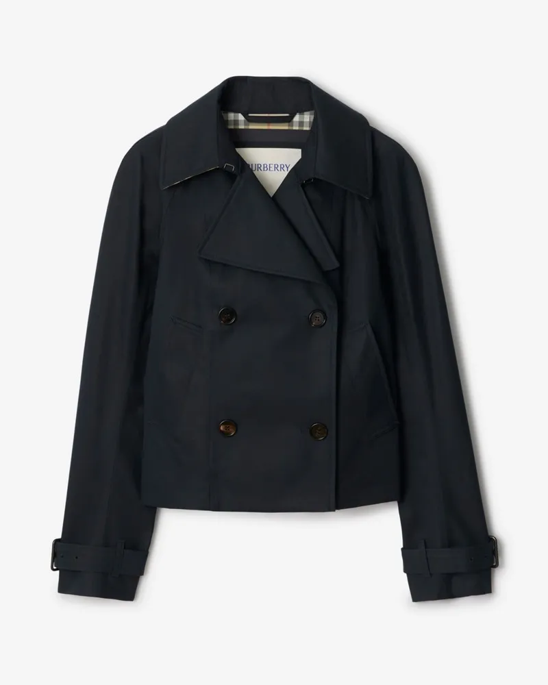 Burberry Cropped-Trenchjacke aus Baumwolle Marineblau