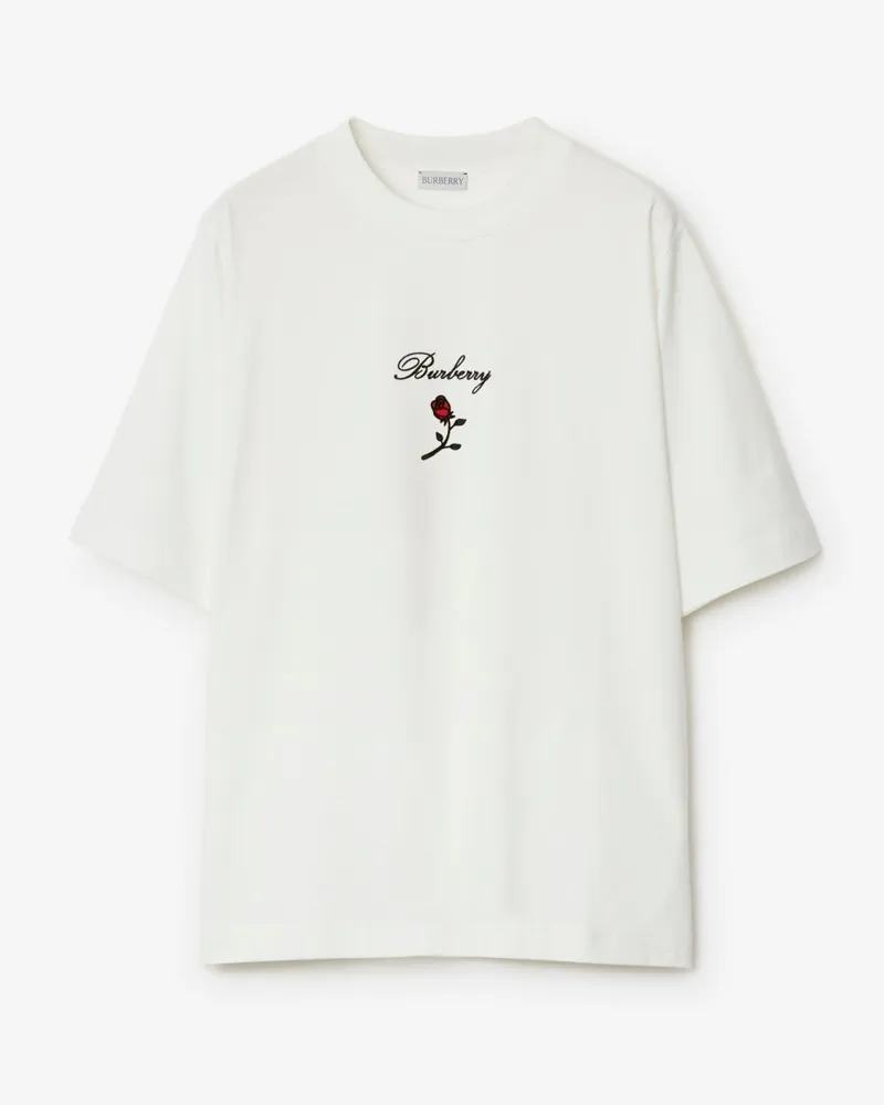Burberry Baumwoll-T-Shirt mit Rosenmotiv Rain-weiß