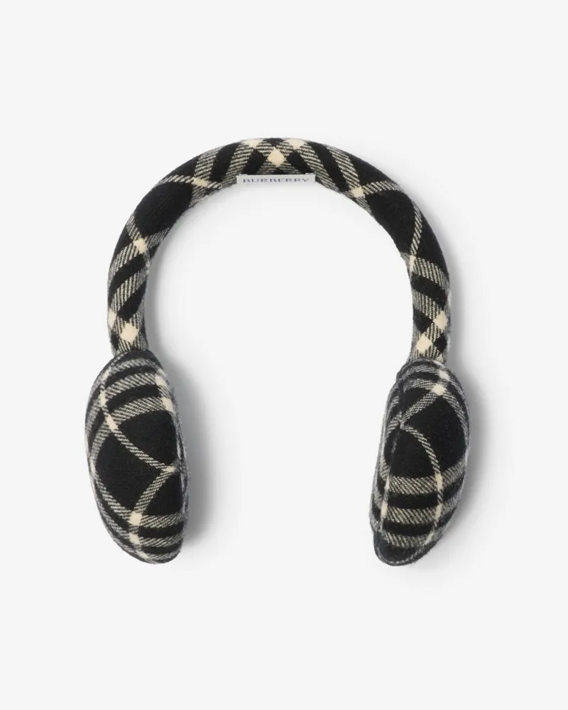 Burberry Woll-Kaschmir-Ohrenwärmer in Check , Size Black