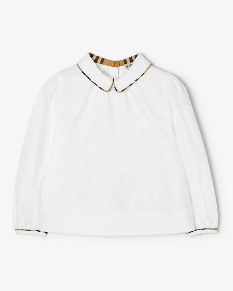 Burberry Baumwollhemd mit Check-Besatz , Size Weiß