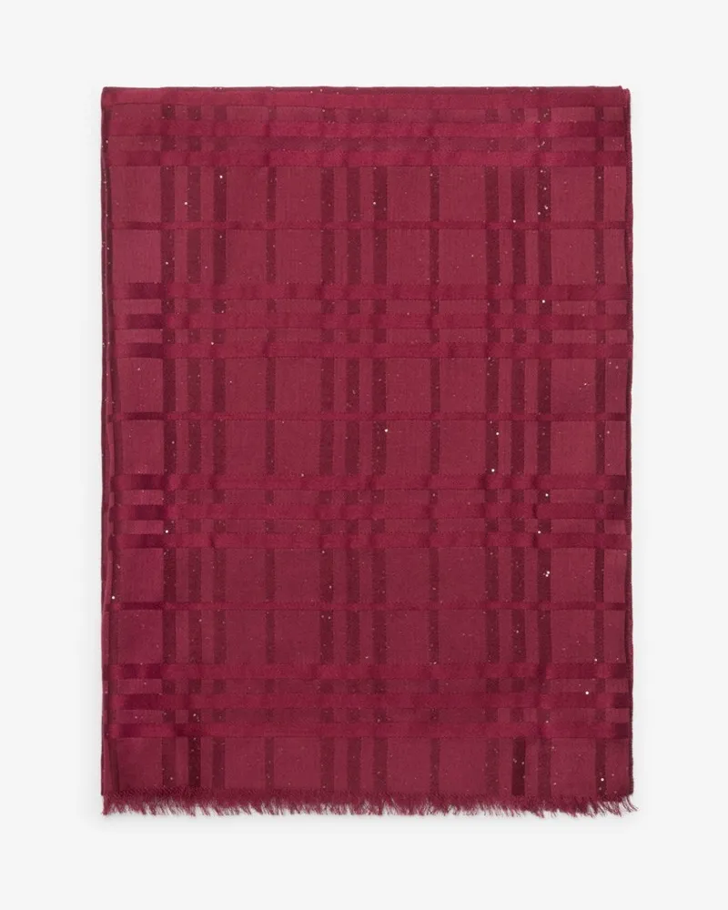 Burberry Breiter Schal aus Seide, Wolle und Kaschmir in Check Ripple-rot
