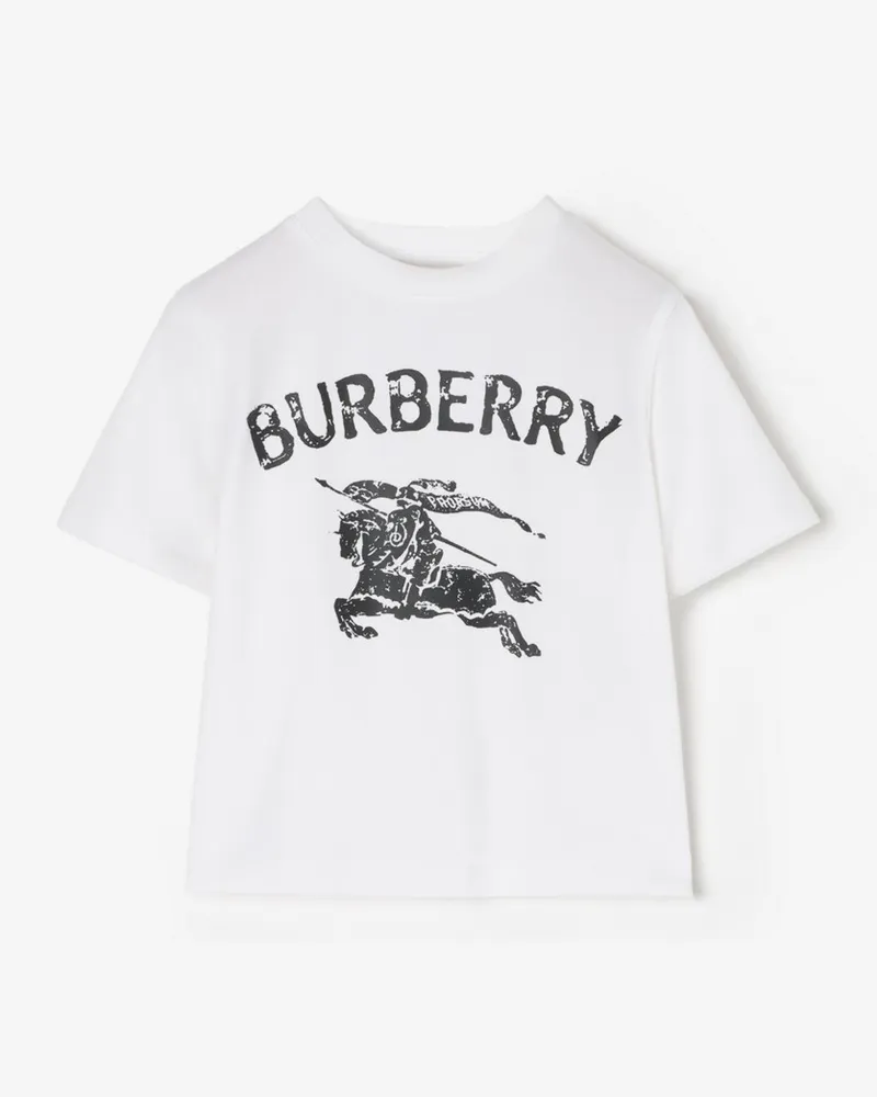 Burberry Stretchbaumwoll-T-Shirt mit EKD-Motiv , Size Weiß