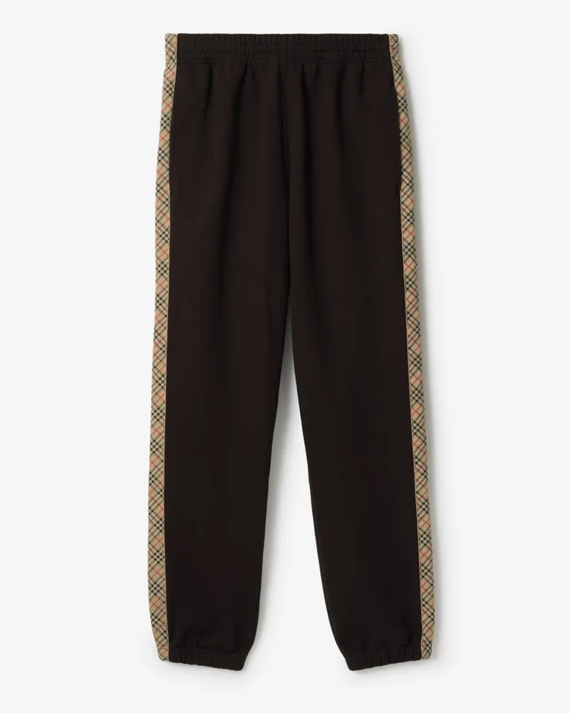 Burberry Baumwoll-Trainingshose mit Check-Besatz Clove-braun