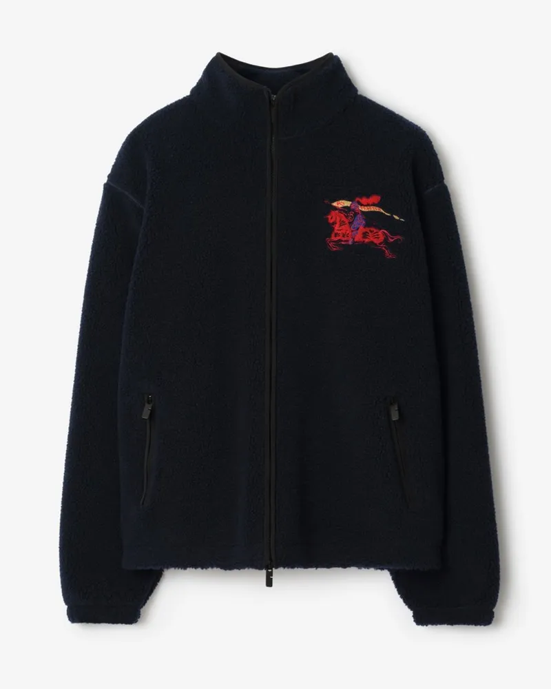 Burberry Woll-Kaschmir-Fleecejacke mit EKD-Motiv , Size Marineblau