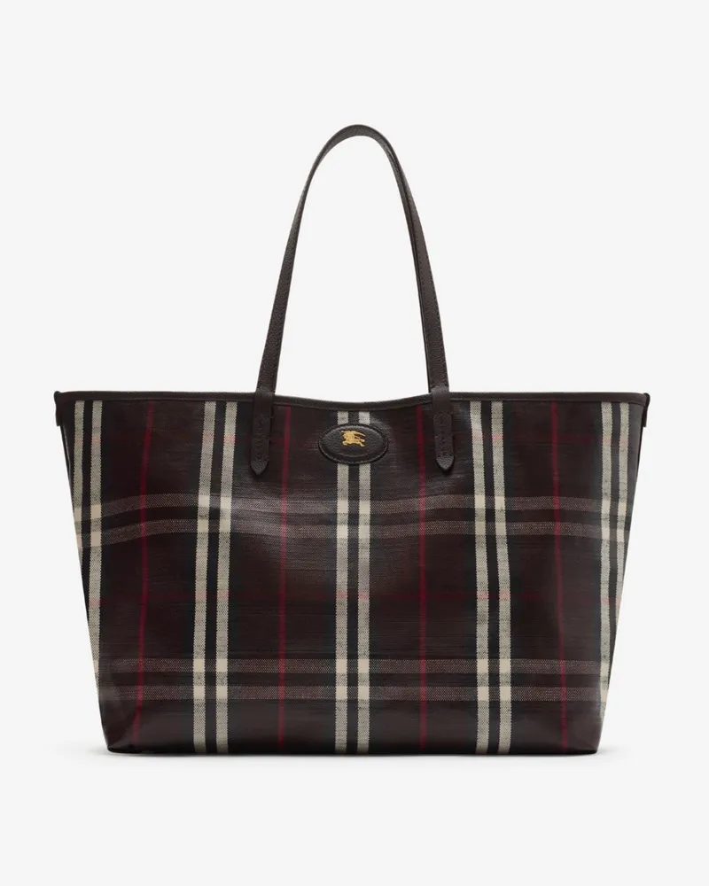 Burberry Mittelgroße Henkeltasche „Highlands Mahagonirot