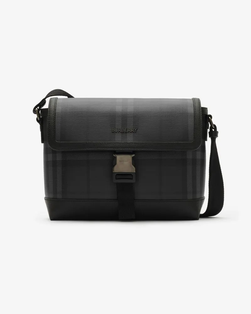 Burberry Kleine Messenger-Tasche „City Check“ mit Clip Iron-grau