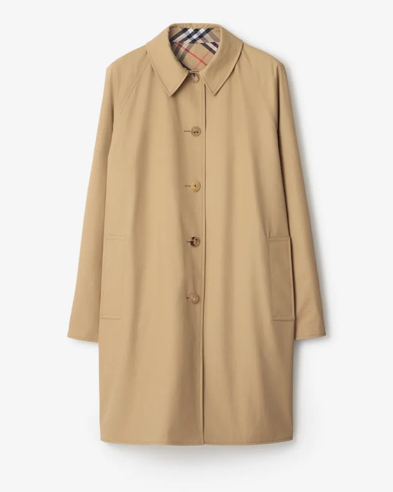 Burberry Langer wendbarer Car Coat aus Gabardine Flachsfarben