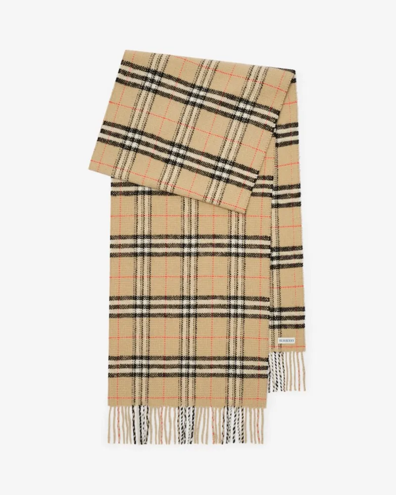 Burberry Schal aus Wolle und Kaschmir in Check Sand-beige