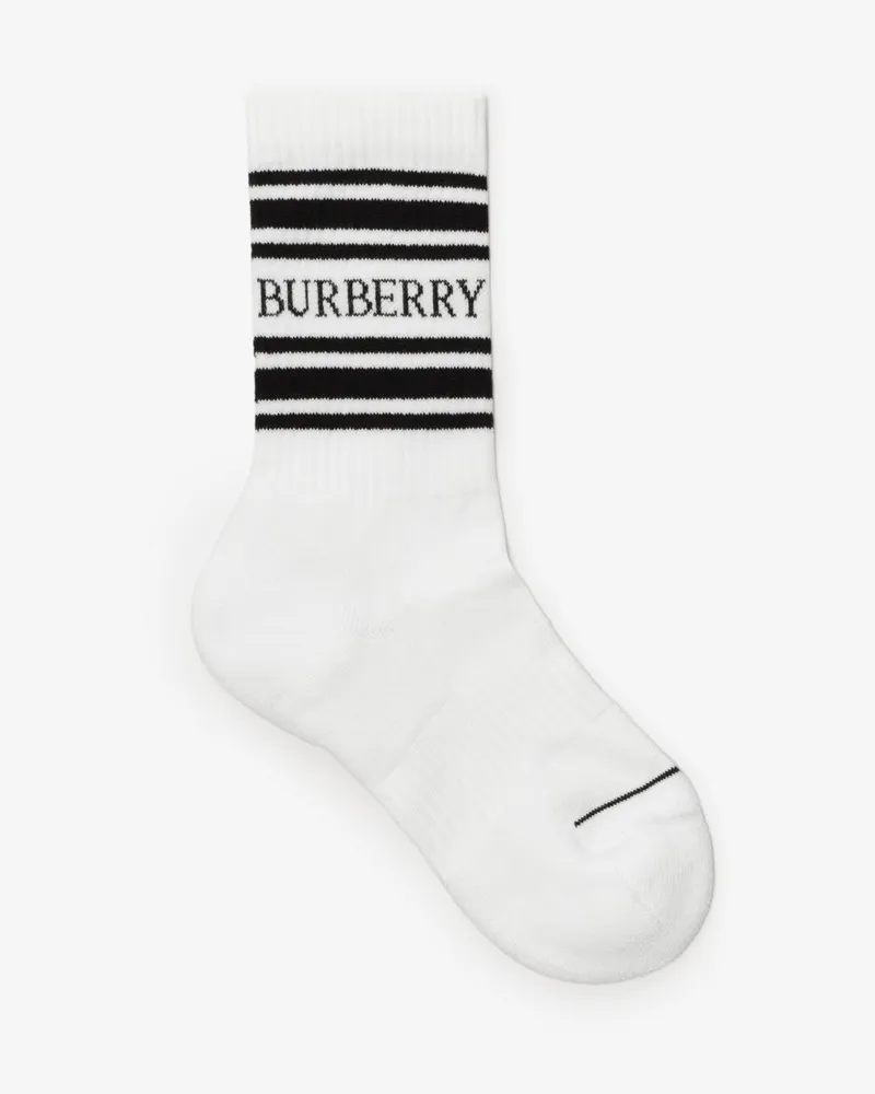 Burberry Baumwoll-Nylon-Socken mit Logo , Size Weiß