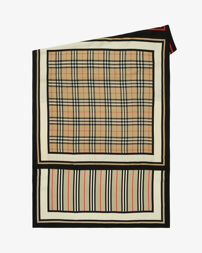 Burberry Seidenschal mit Montage-Druckmotiv Vintage-beige