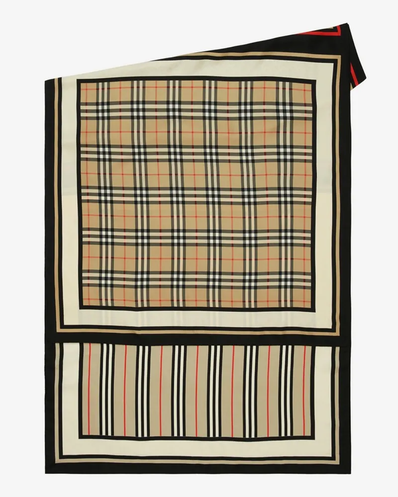 Burberry Seidenschal mit Montage-Druckmotiv Vintage-beige