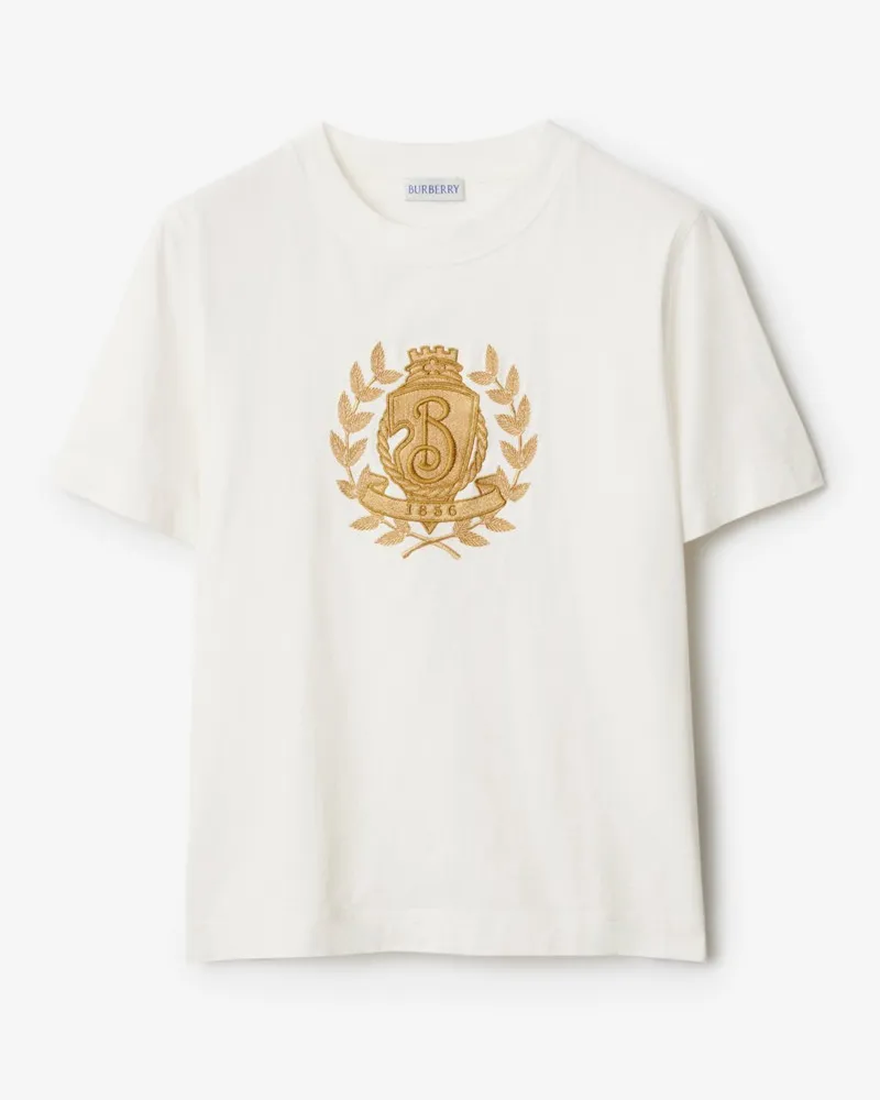 Burberry Baumwoll-T-Shirt mit B-Emblem Chalk