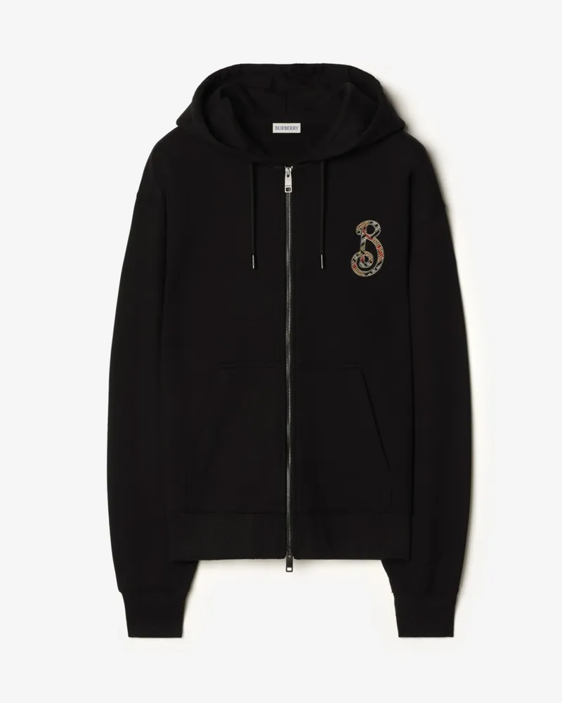 Burberry Baumwoll-Kapuzenjacke mit B-Motiv in Check , Size Black