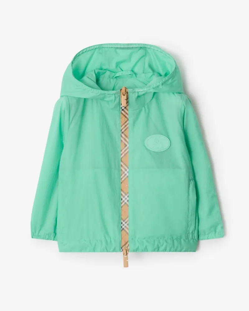 Burberry Nylon-Kapuzenjacke mit Check-Streifen , Size Light