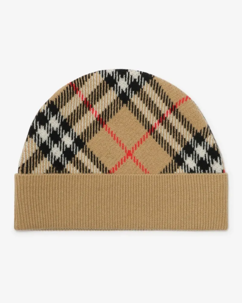 Burberry Woll-Kaschmir-Beanie in Check , Size Archive
