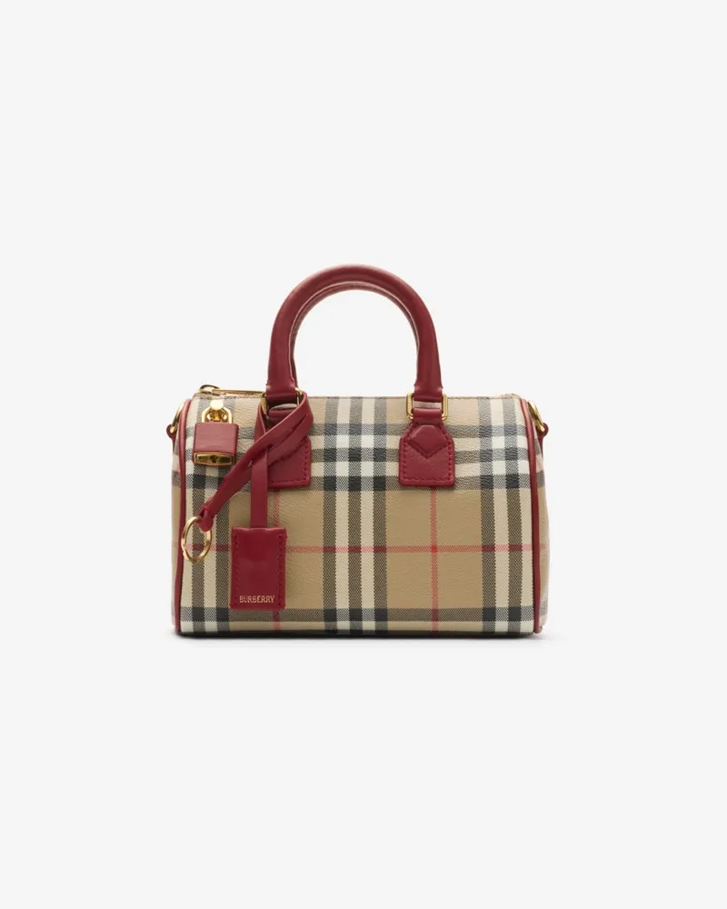 Burberry Bowlingtasche in Check im Kleinformat Vintage-beige