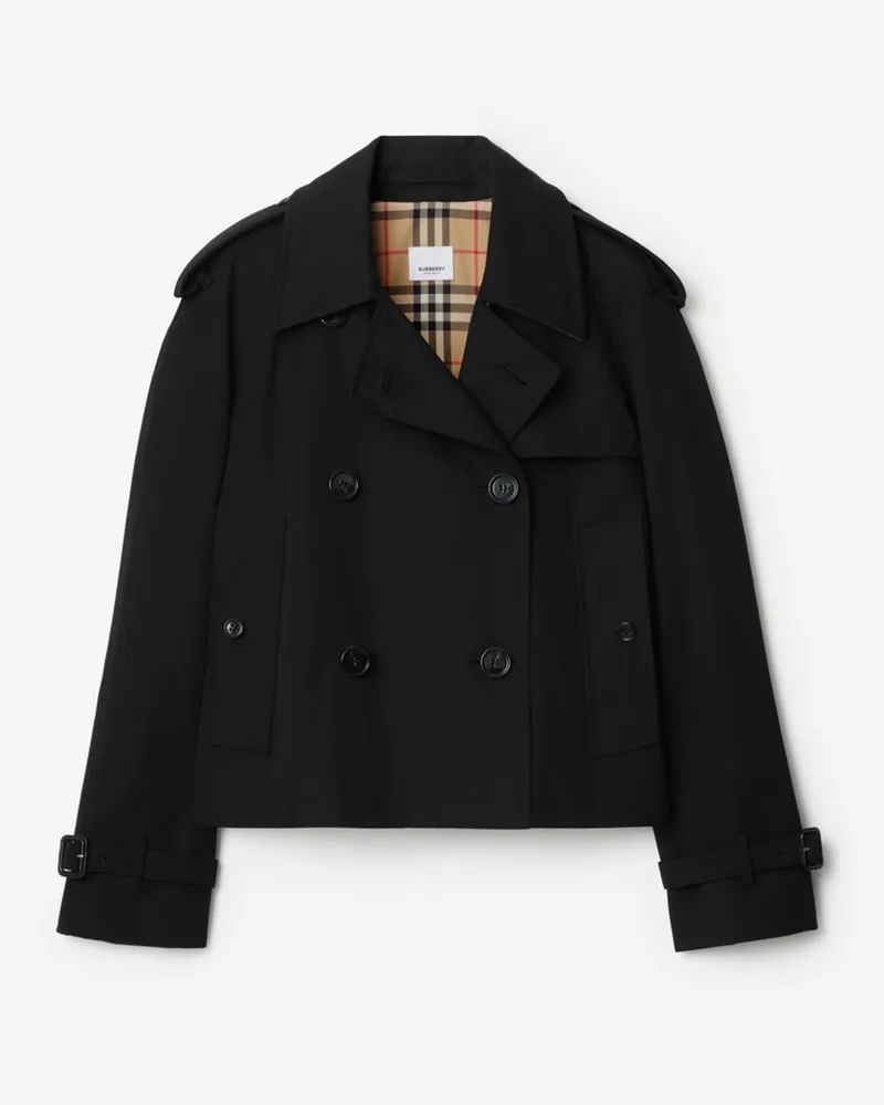Burberry Cropped-Trenchjacke aus Gabardine Schwarz