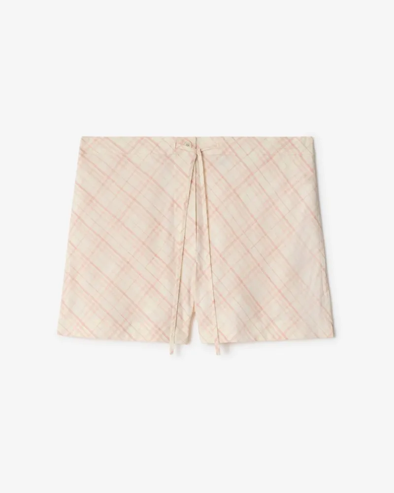 Burberry Baumwoll-Pyjamashorts in Check Altrosa