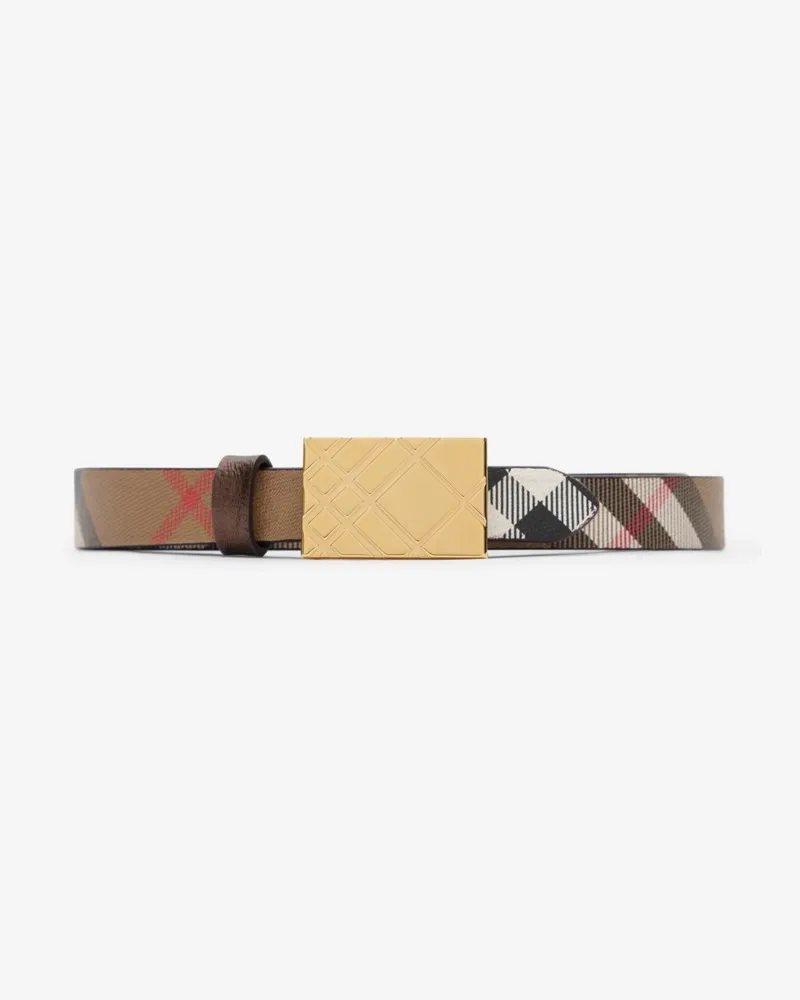 Burberry Schmaler wendbarer Gürtel mit geprägtem Karomuster Bronze-braun