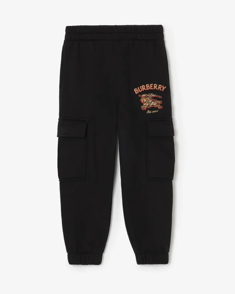 Burberry Baumwoll-Trainingshose mit Knight in Check , Size Black