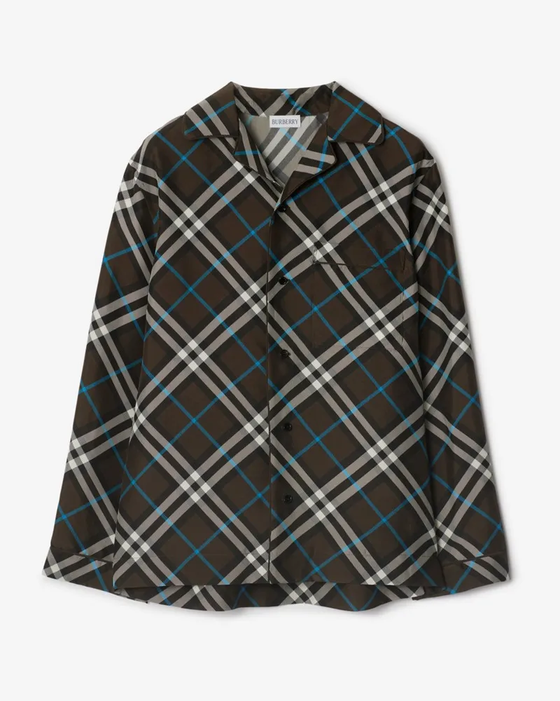 Burberry Seiden-Pyjamaoberteil in Check Snug