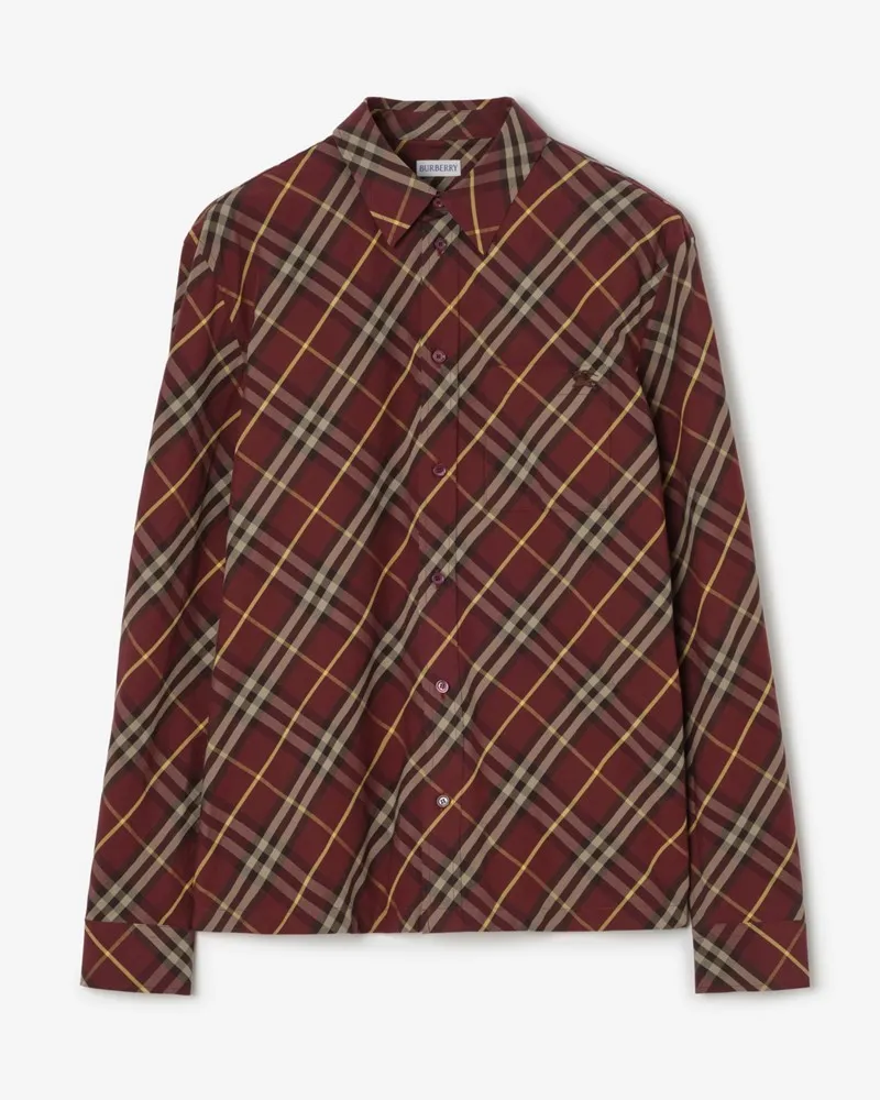 Burberry Klassisches Baumwollhemd in Check Vinyard-rot