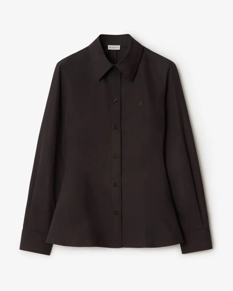 Burberry Schmales Hemd aus Baumwollpopelin , Size Bark-braun