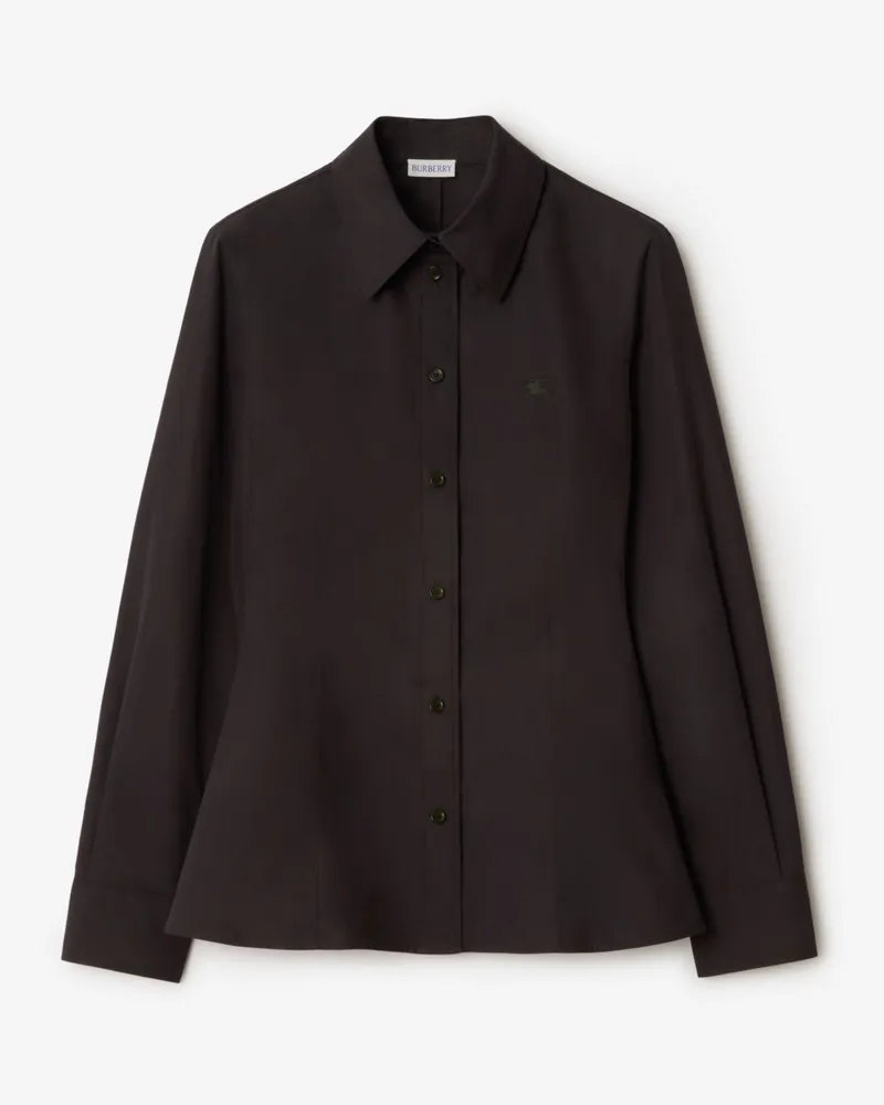 Burberry Schmales Hemd aus Baumwollpopelin Bark-braun
