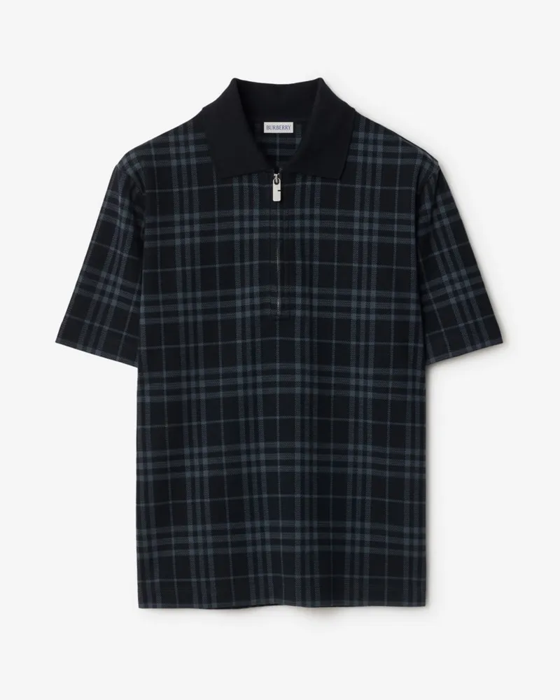 Burberry Stretchbaumwollmisch-Poloshirt in Check Ink