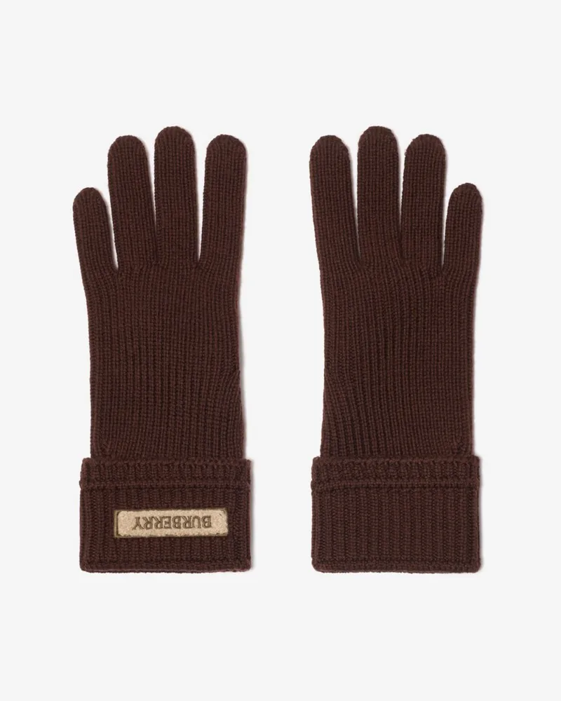 Burberry Wollmisch-Handschuhe mit Logo-Patch Treacle-braun