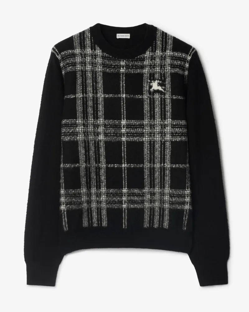 Burberry Wollpullover mit Karomuster Schwarz