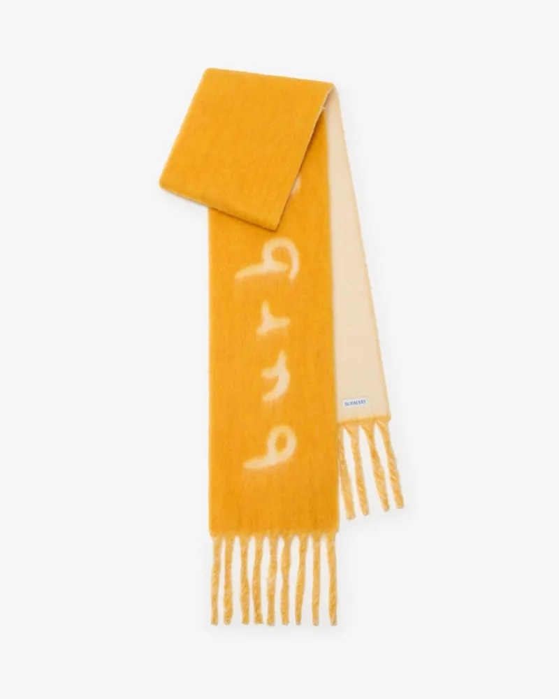 Burberry Wendbarer Alpaka-Wollmisch-Schal mit Logo Crown-gelb