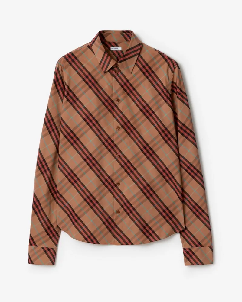 Burberry Legeres Baumwollhemd in Check , Size Ginger-orange