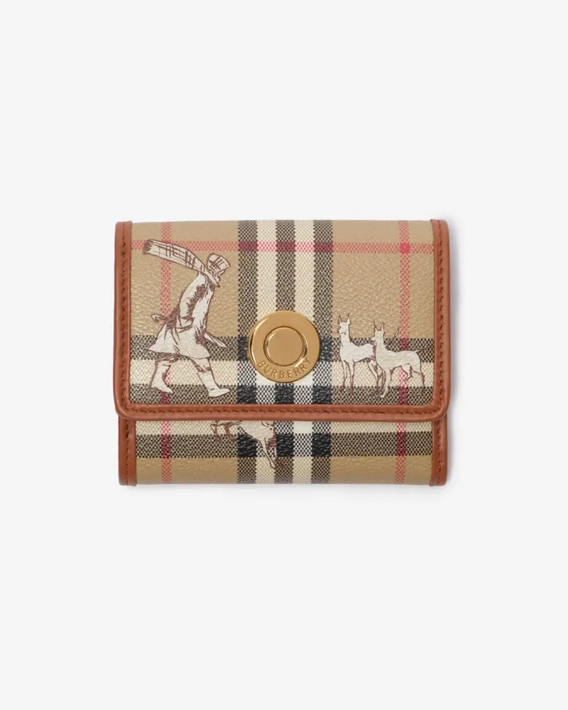 Burberry Kleine Faltbrieftasche „Check Mates Vintage-beige