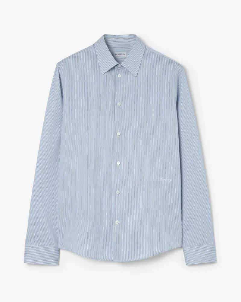 Burberry Schmales Baumwollhemd mit Streifenmuster , Size Sunbleached