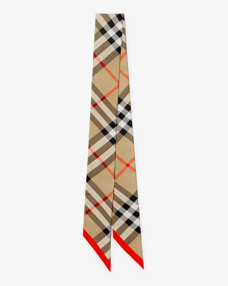 Burberry Schmaler Seidenschal in Check Sand