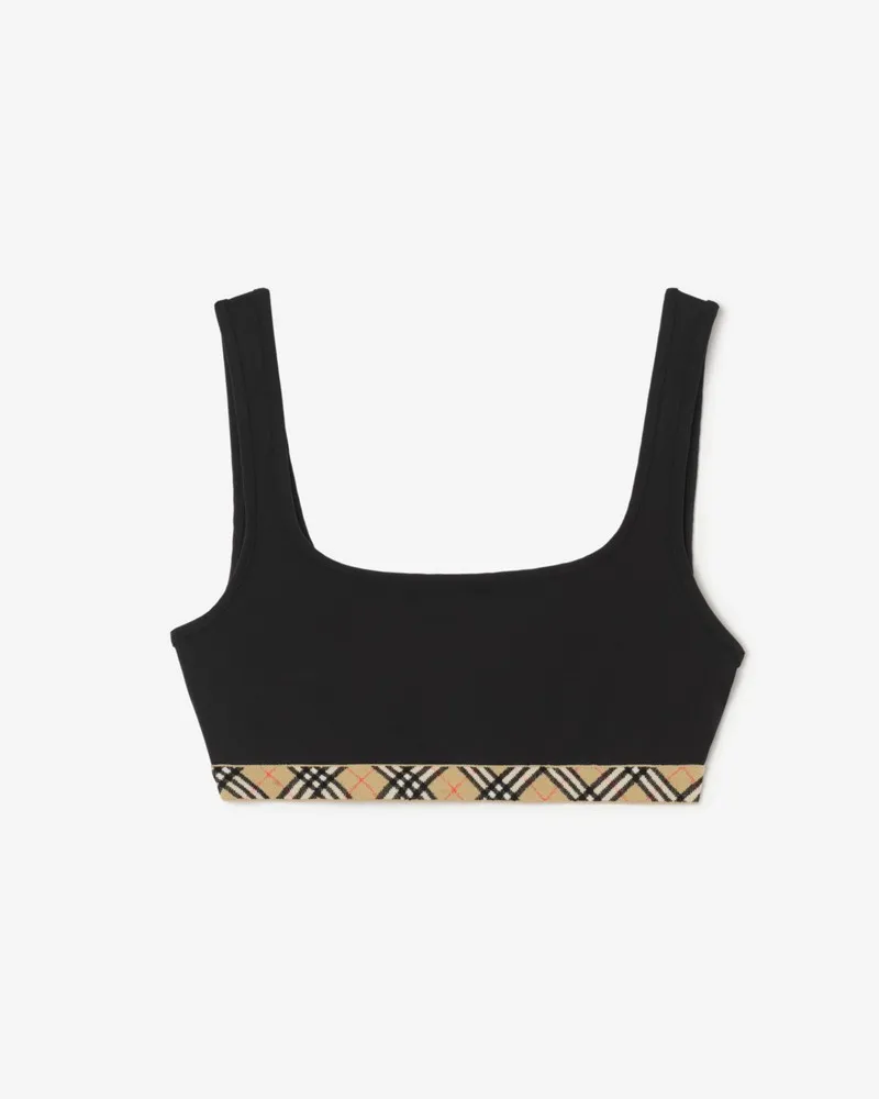 Burberry Bikinioberteil mit Check-Besatz , Size Schwarz