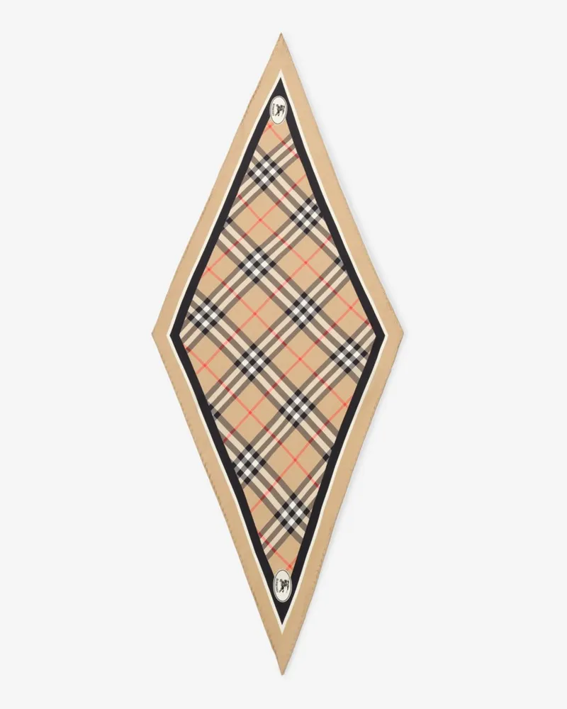 Burberry Seidenschal in Check mit Knight Stamp Sand-beige