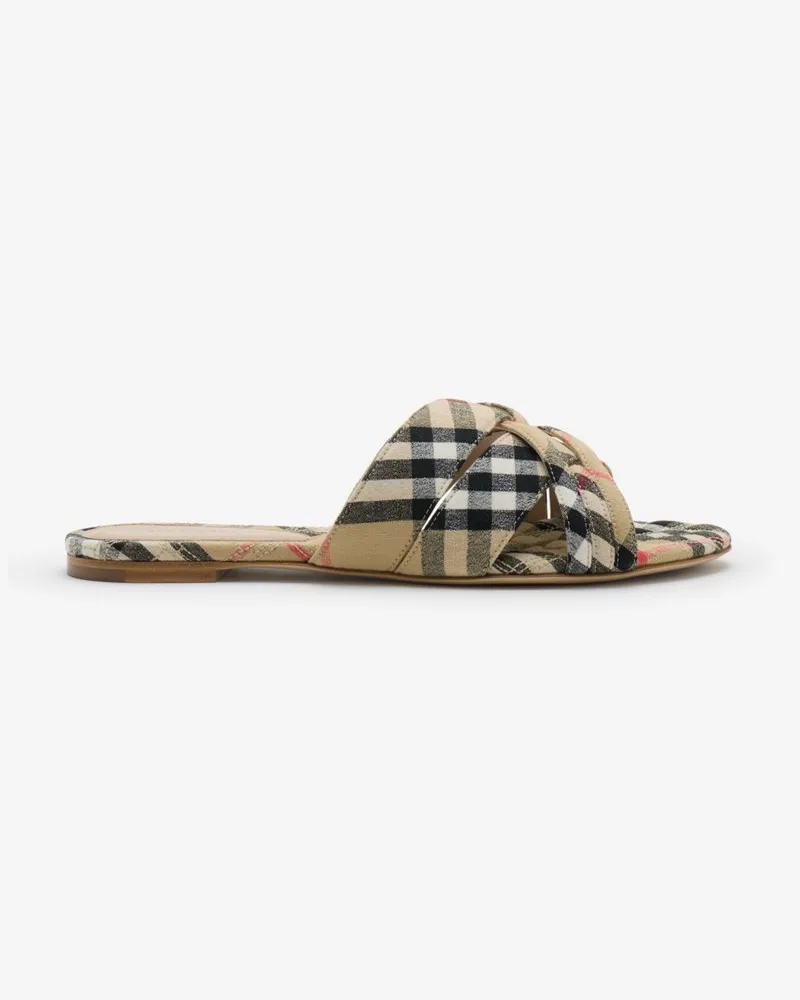 Burberry Leinenmisch-Sandalen „Cabana“ in Check Sand