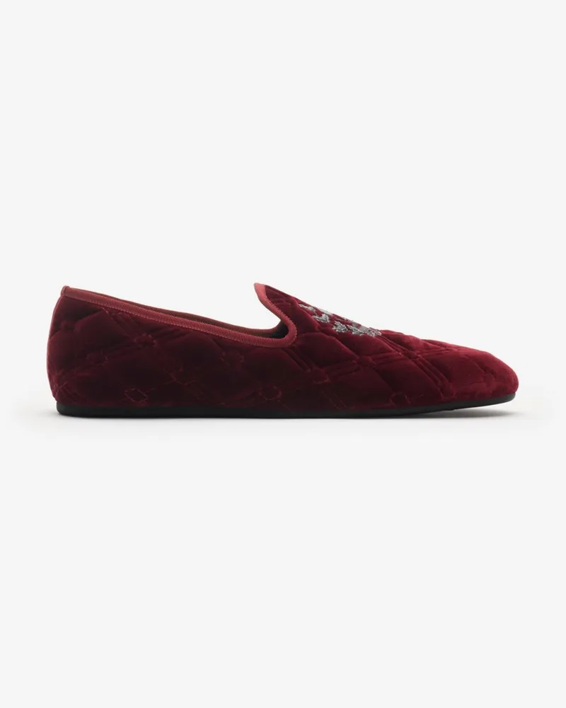 Burberry Loafer „Estate“ aus gestepptem Samt Wine-rot