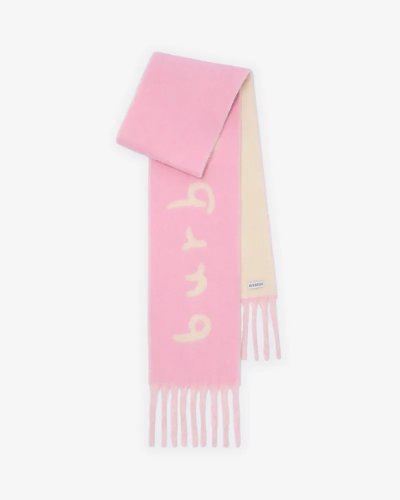 Burberry Wendbarer Alpaka-Wollmisch-Schal mit Logo Sugar-rosa